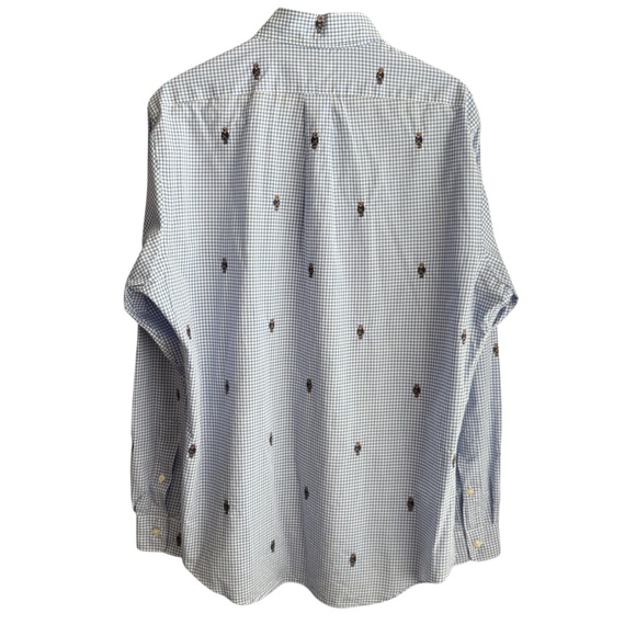 Polo Ralph Lauren Men's Polo Bear Gingham Cotton Shirt Sz L Slim Fit Embroidered - Picture 10 of 11